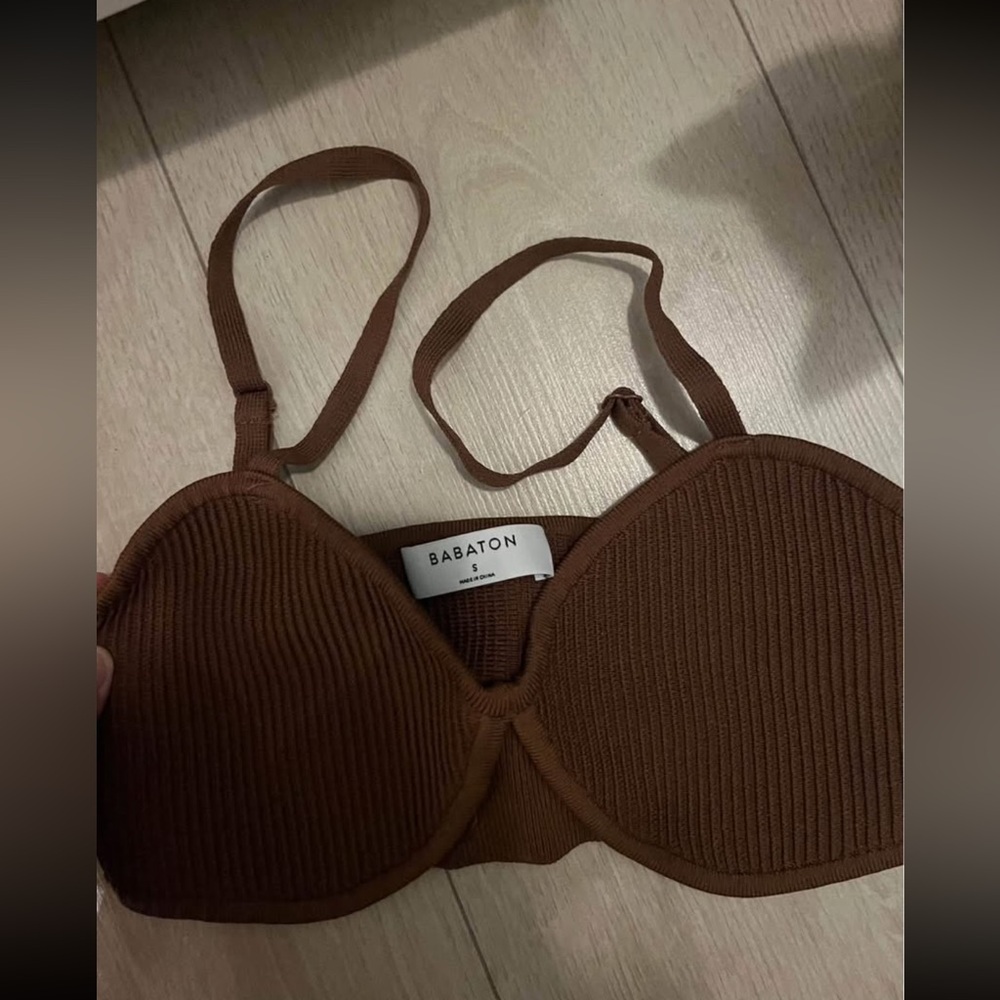 Babaton Ribbed Bralette in Deep Brown
